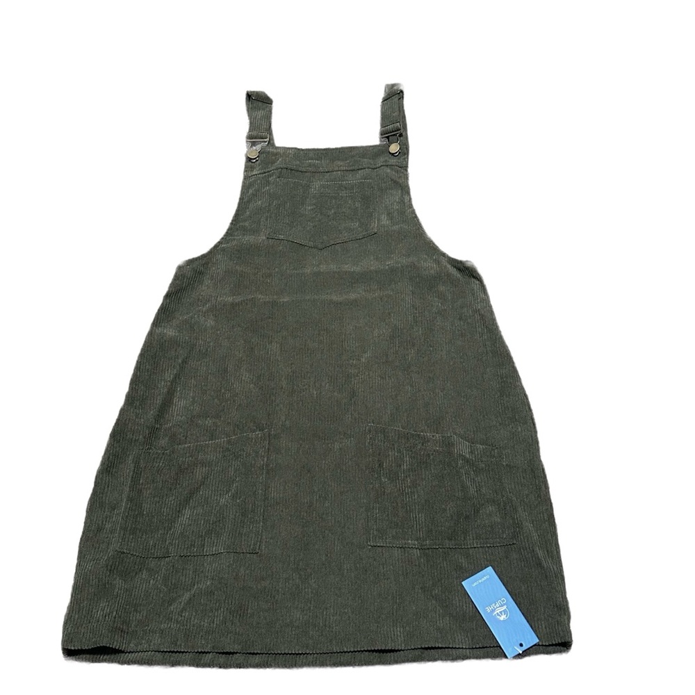 Cupshe Olive Green Corduroy Pinafore Mini Dress